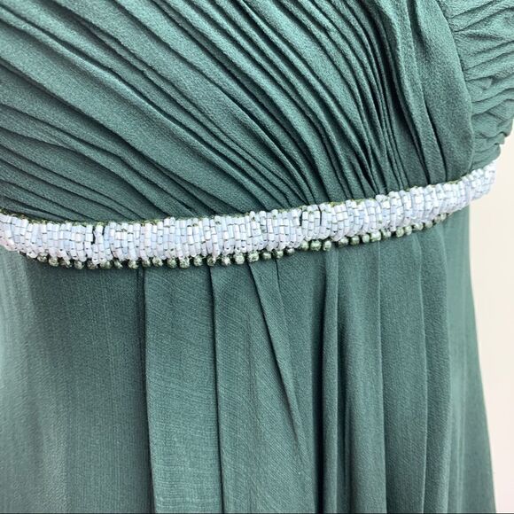 Liancarlo Couture Dark Green Silk Chiffon Grecian Gown w/Beading Sz 12 - Picture 8 of 13